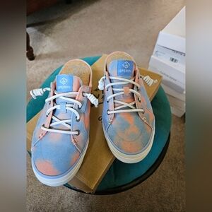 Sperry Women's Crest Mule Seacycled Size 9.5 Blue And Coral